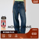 秋季 牛仔裤 新品 MOUSSY 美式 复古风拼接老爹裤 女010HAK11 3221