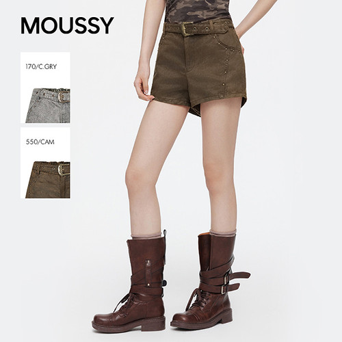MOUSSY2026夏季新品Y2K千禧废土风水洗做旧休闲短裤028JAA31-1003