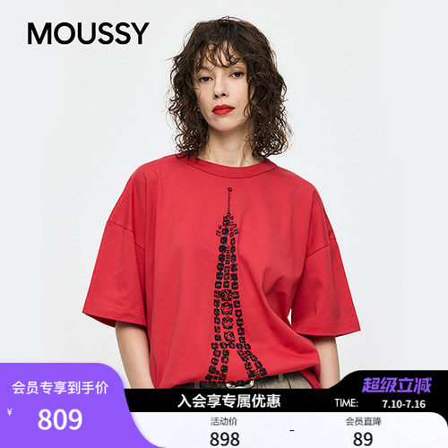 MOUSSY x Vaquera联名2026春季新品铁塔印花短袖T恤010JSF01-0031