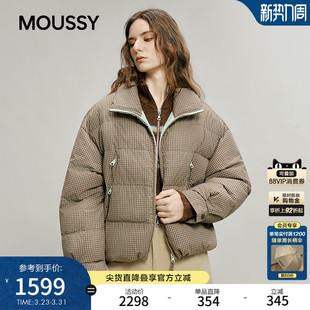 羽绒服028IAC30 MOUSSY 复古格纹翻领小廓形短款 新品 1125 春季