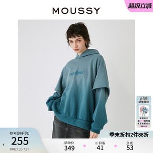 連帽寬松衛(wèi)衣女028HS890 MOUSSY 新品 漸變丁達(dá)爾假兩件時(shí)尚 0221
