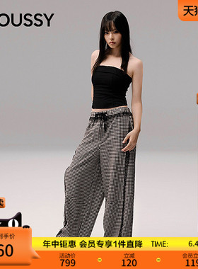 MOUSSY&Monchhichi合作款春季新品格子休闲长裤028IAA01-1014