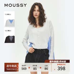 028ISA70 MOUSSY 休闲风前后不对称拼接针织开衫 新品 2531 2025春季