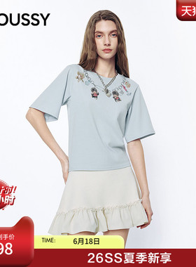MOUSSY&Monchhichi合作款 2026夏季新品项链印花T恤028JSZ01-1002