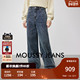 moussy秋季 1015 女028IAA11 新品 丹宁复古风阔腿牛仔休闲长裤