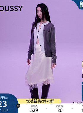 MOUSSY&Monchhichi合作款春季新品长袖针织开衫028IAA01-1034