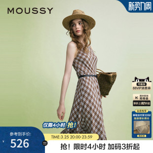 连衣裙女028ISA33 MOUSSY 复古港风菱格纹无袖 新品 3961 夏季