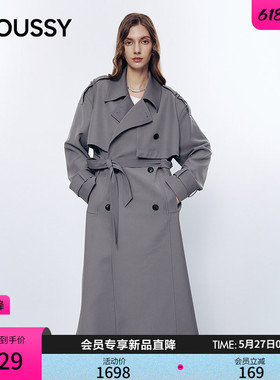 MOUSSY 2026春季新品慵懒通勤风廓形长款风衣外套女031JSA30-1003