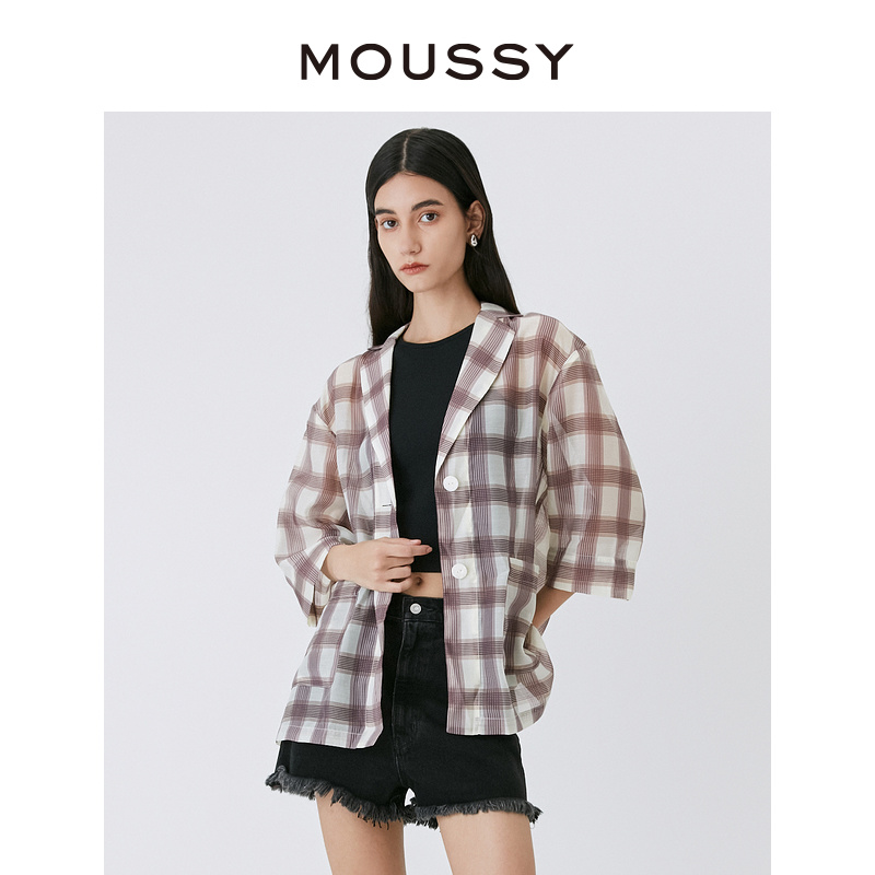 moussy通勤英伦风格纹西装衬衫