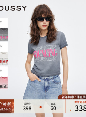 MOUSSY 2025夏季新品美式辣妹风做旧LOGO短袖T恤女028ISZ90-0871