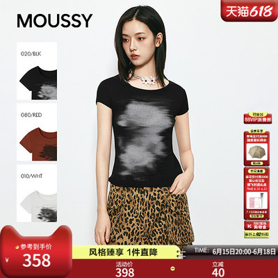 MOUSSY 2026夏季新品清冷风晕染印花修身短袖T恤女028JSA90-1041