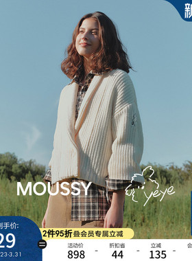 MOUSSY潦草小狗系列春季新品通勤双纽扣针织开衫028IAA01-1032