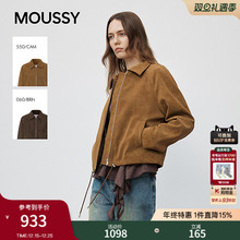 MOUSSY 2025秋季新品复古风简约翻领长袖夹克外套女028IAA30-1028