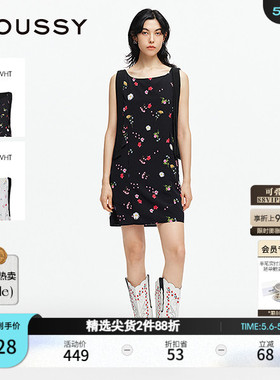 MOUSSY 夏季新品法式度假风花卉无袖飘带连衣裙028ISA33-3531