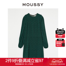 复古波点印花休闲淑女风宽松长袖 MOUSSY 6570 连衣裙女010FAH30