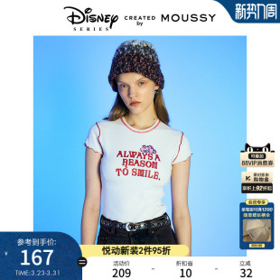 T恤010HA890 MOUSSY 迪士尼联名爱丽丝花边短袖 新品 0741 春季