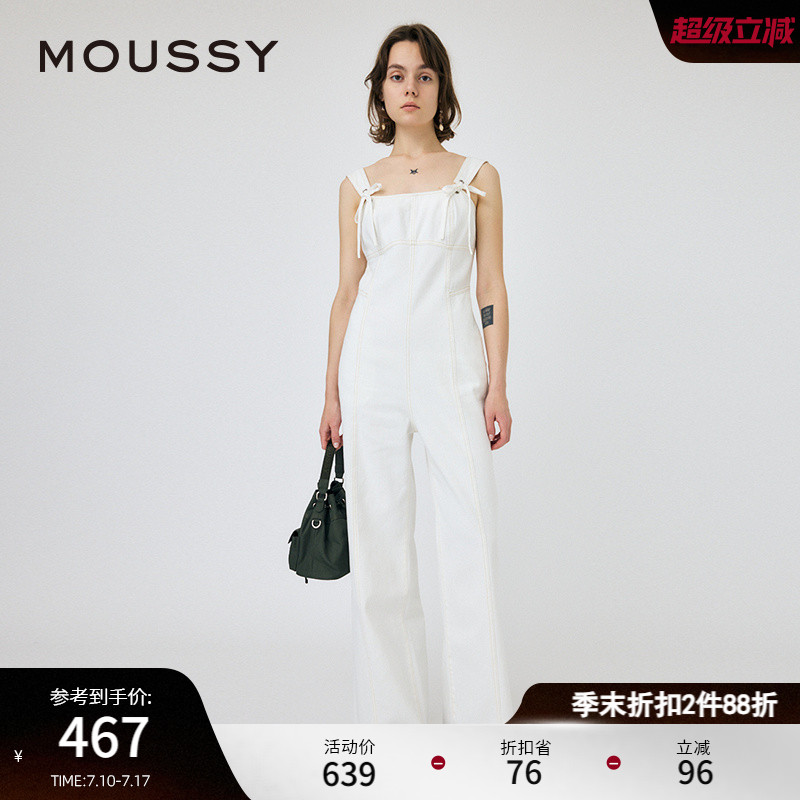 moussy街头感牛仔背带连体裤