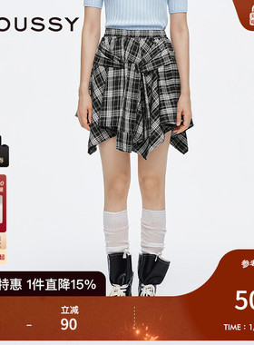 MOUSSY 秋季新品假美式辣妹风假两件格纹半身裙028ISA31-4121