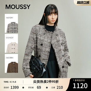 moussy春季 通勤风格 纹撞色毛边小香风外套028IAA30 1043 新品