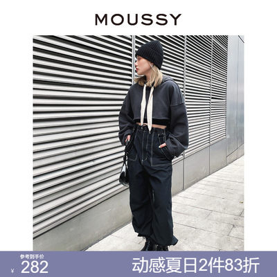 moussy前短后长连帽休闲日系卫衣