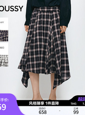 MOUSSY 2026夏季新品复古风撞色不规则系带半身裙女028JSC31-1056