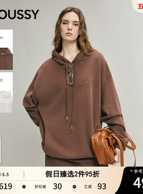 MOUSSY 春季新品休闲慵懒风oversize连帽卫衣女028IAA90-1034