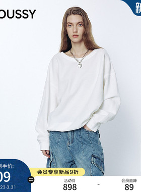 MOUSSY 2026春季新品慵懒简约风纯色oversizeT恤女031JSA80-1001