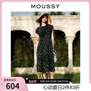 夏季 新品 甜美碎花设计飞飞袖 1050 MOUSSY 收腰长款 连衣裙010GSH30