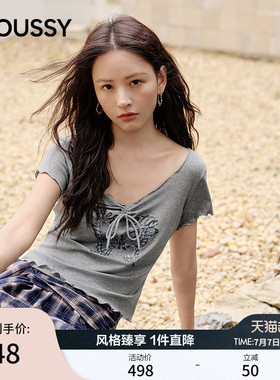 【明星同款】MOUSSY2026春季新品辣妹风蝴蝶印花T恤028JSA90-1031