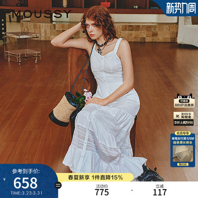 MOUSSY 春季新品波西米亚风度假吊带连衣裙女028ISZ33-1301