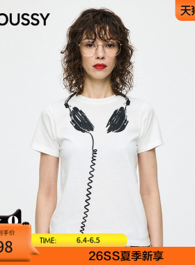 MOUSSY x Vaquera联名2026春季新品耳机印花短袖T恤010JSF01-0021