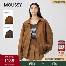 MOUSSY2025秋季新品复古文艺风宽松翻领夹克外套女028IAA30-1032