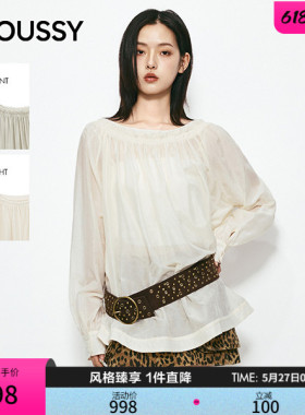 MOUSSY 2026夏季新品甜美文艺风木耳边褶皱宽松衬衫031JSA30-1004