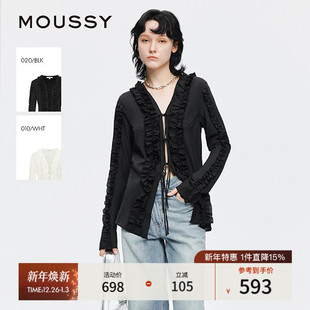 外套女028IAA30 甜美风荷叶边绑带衬衫 1016 2025早秋新品 MOUSSY