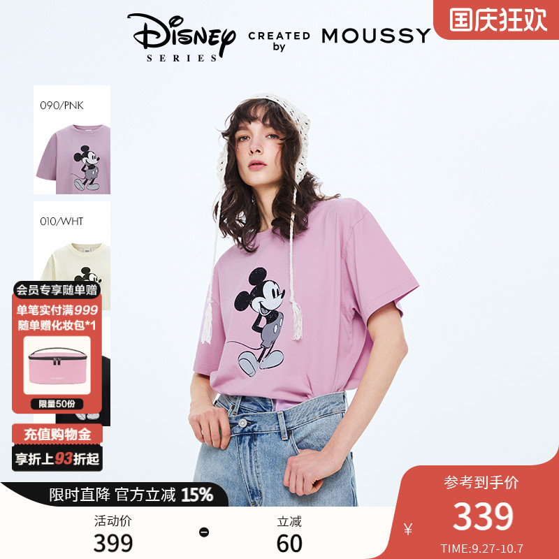 MOUSSY 2025春季新品迪士尼联名经典米奇短袖T恤女010ISY90-4211