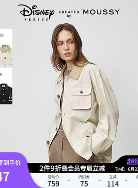 MOUSSY春季新品学院风撞色卡通印花夹克外套028IAY30-1851