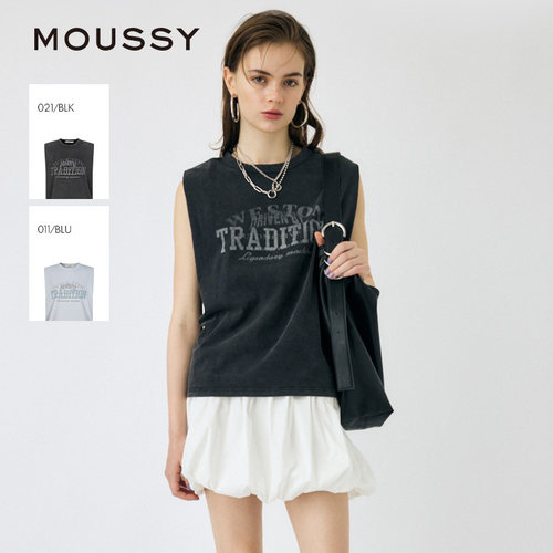 MOUSSY 夏季新品街头做旧印花坎肩背心无袖T恤010IS290-8671