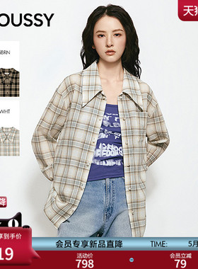 MOUSSY 2026夏季新品美式复古风撞色格纹长袖衬衫女028JSA30-1057