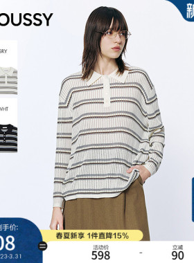 MOUSSY 2026春季新品复古文艺风撞色polo领针织毛衣028JSC70-1027