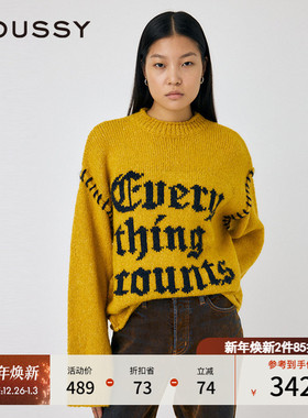 MOUSSY 冬季新品美式复古慵懒感撞色标语毛衣010HAQ70-4841