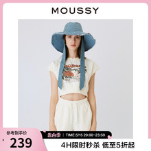 明星同款 MOUSSY夏季 新品 T恤028GSZ90 0220 度假风印花短款 爆款