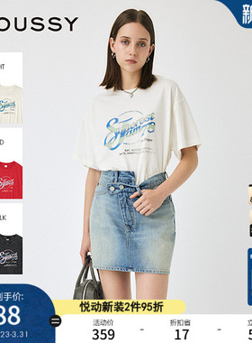 MOUSSY夏季新品休闲风字母印花宽松圆领短袖T恤010IS290-9391