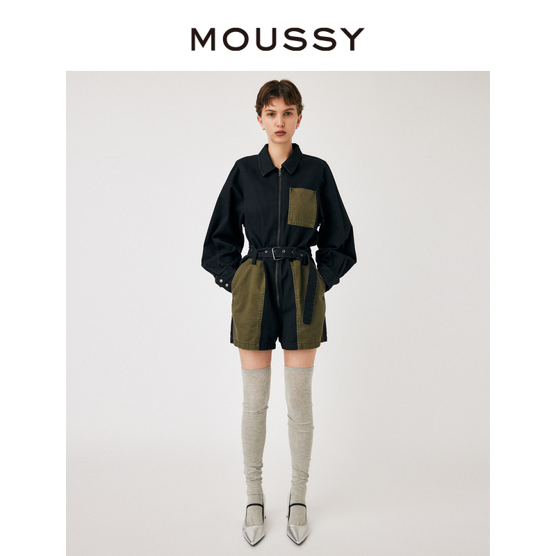 MOUSSY 酷感工装风拼色棉质连体短裤女010GAS30-5650 女装/女士精品 连体衣/裤 原图主图