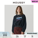 0271 MOUSSY 新品 复古条纹创意图案印花街头短款 舒适卫衣010HSQ90