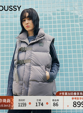 MOUSSY 2025秋季新品城市运动风绑带设计羽绒马甲女028IAC30-1084