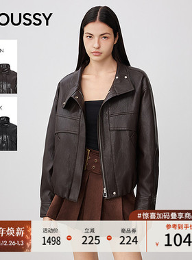 MOUSSY 2025秋季新品潮酷时尚简约拉链皮衣外套女028IAC30-1069