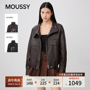 简约拉链皮衣外套女028IAC30 MOUSSY 潮酷时尚 新品 1069 2025秋季