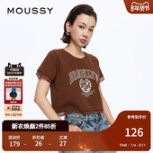 夏季 新品 甜酷休闲风蕾丝边印花短袖 MOUSSY T恤028HSZ90 1511
