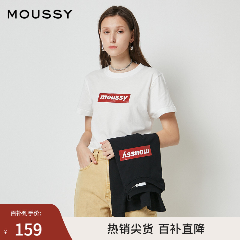 moussy经典LOGO印花短袖T恤