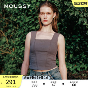 1471 MOUSSY 夏季 新品 简约辣妹风方领LOGO鱼骨背心女028HSZ90